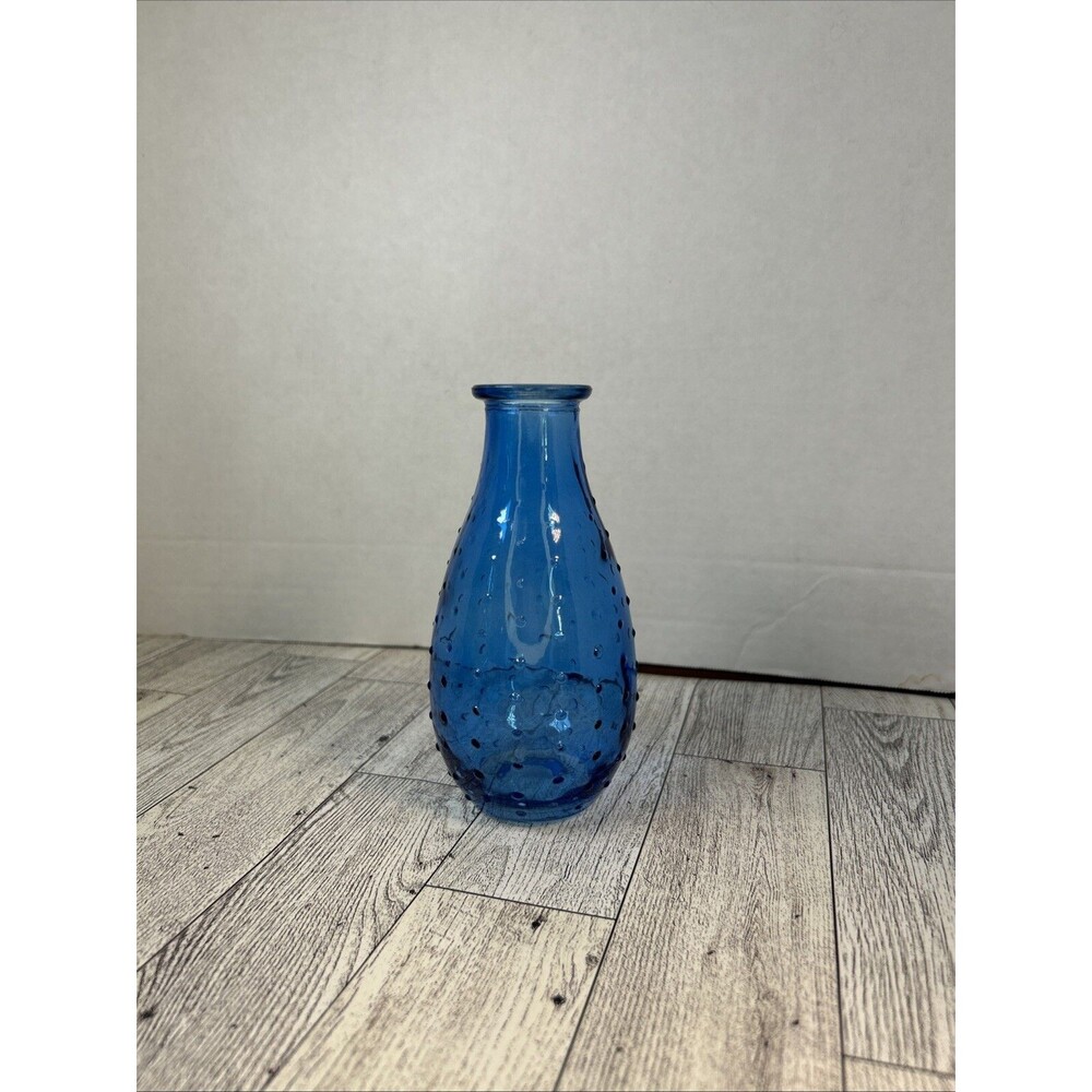Blue Hobnail Vase Glass Decoration Small